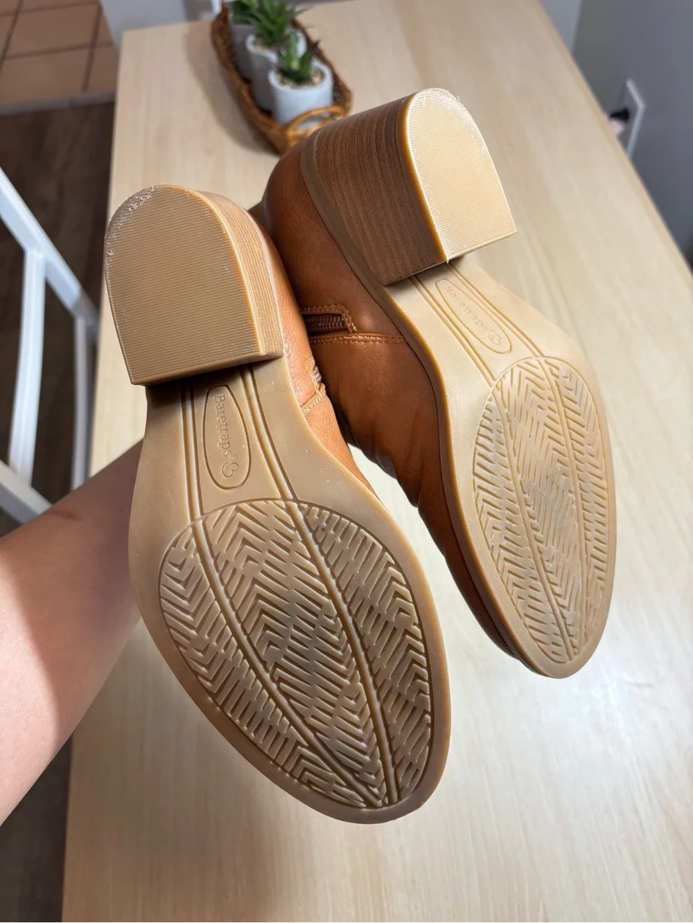 BareTraps Cognac Brown Leather Ankle Booties with Side Buckle